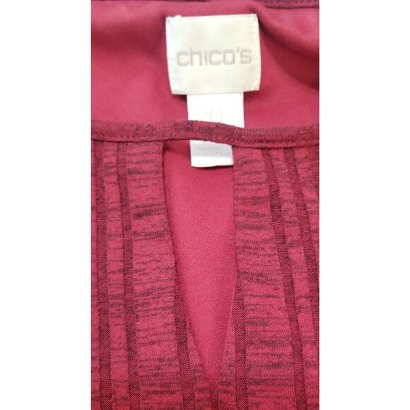 Chico's Career Casual  Heathered Ribbed Knit Detail Dress Sz 0 (S/4) Red Shift - Picture 5 of 6